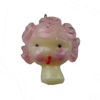 Glas hoved med pink hår